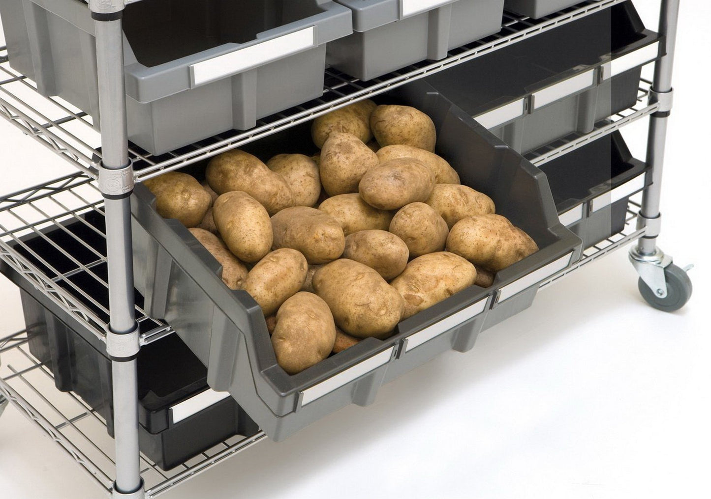 7 Shelf 22 Bin Rack Rolling Storage Shelving Commercial Storing Wire Shelves