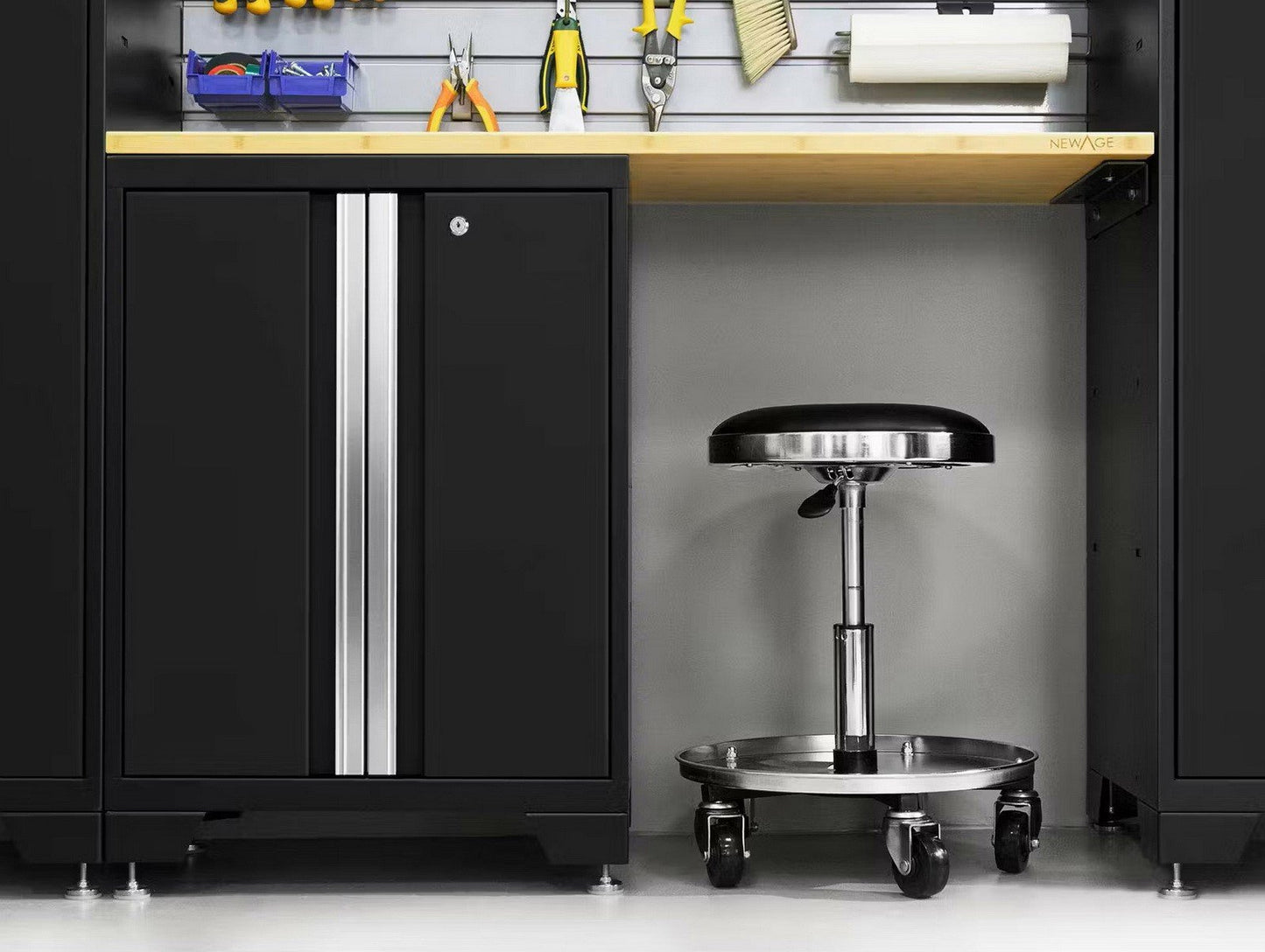 Huge 9 pc Garage Storage Tool Cabinets Set 72" Stainless Steel Top Work Bench