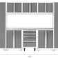 Huge 9 pc Garage Storage Tool Cabinets Set 72" Stainless Steel Top Work Bench
