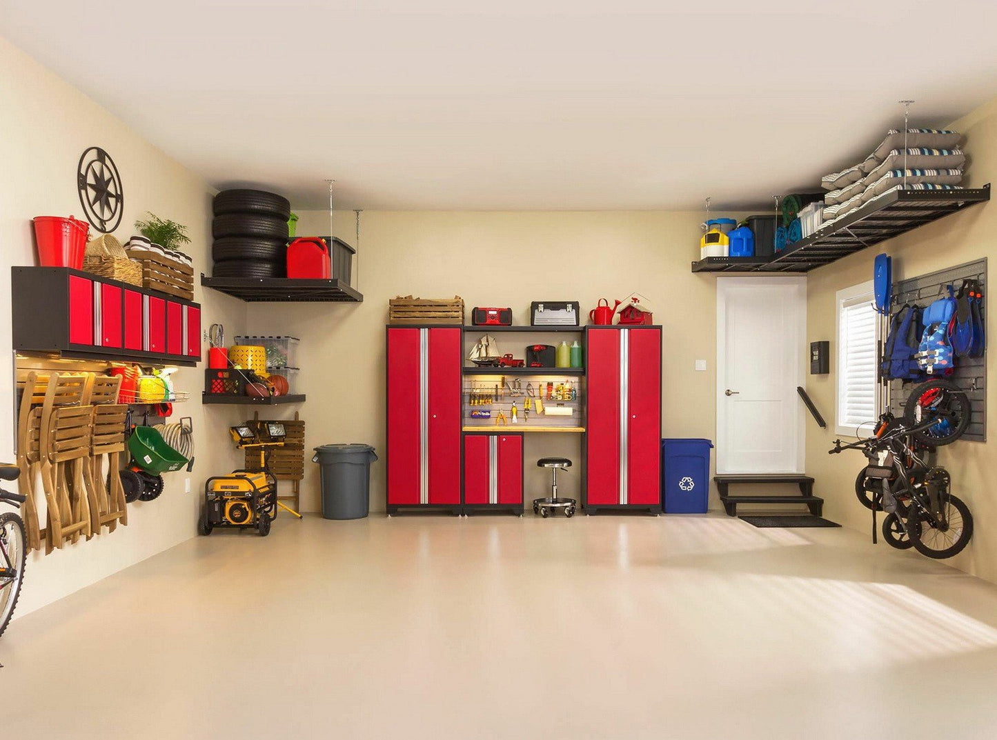 Huge 9 pc Garage Storage Tool Cabinets Set 72" Stainless Steel Top Work Bench