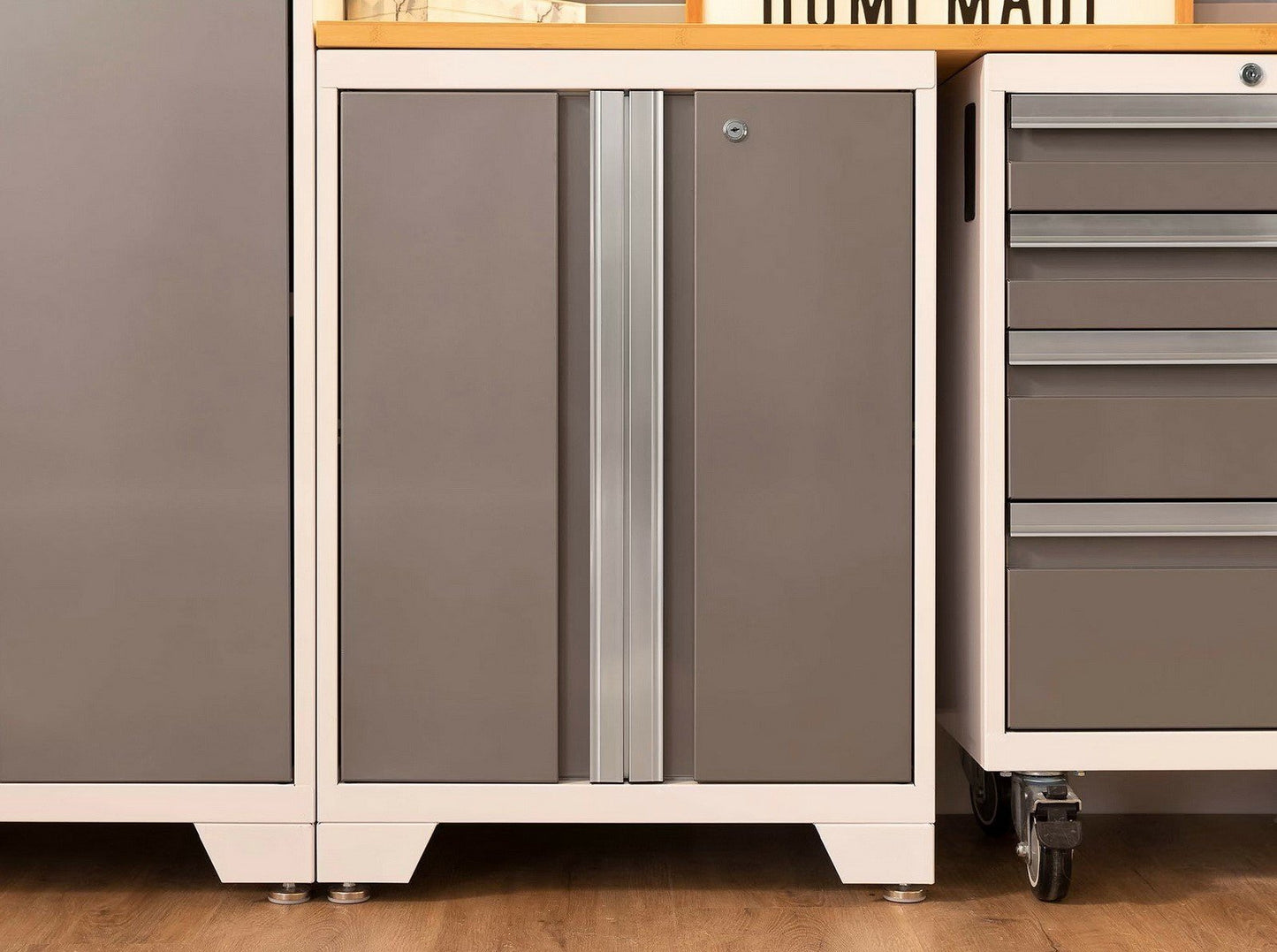 Huge 9 pc Garage Storage Tool Cabinets Set 72" Stainless Steel Top Work Bench