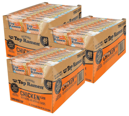Chicken Flavor Top Ramen Noodle Soup 48 or 144 Pack Case 3 oz Pouches