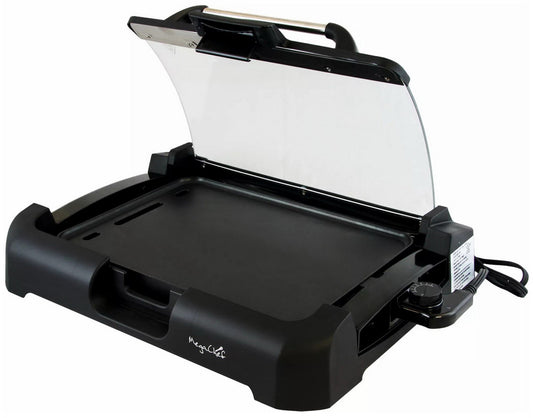 MegaChef Indoor Kitchen Grill Griddle Removable Glass Lid Non-Stick Reversible
