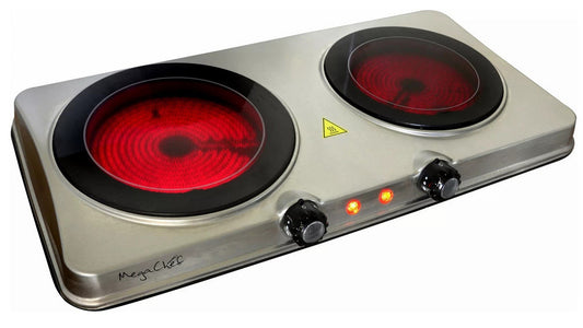 MegaChef Portable Heavy Duty Dual Infrared Burner Cooktop Buffet Range