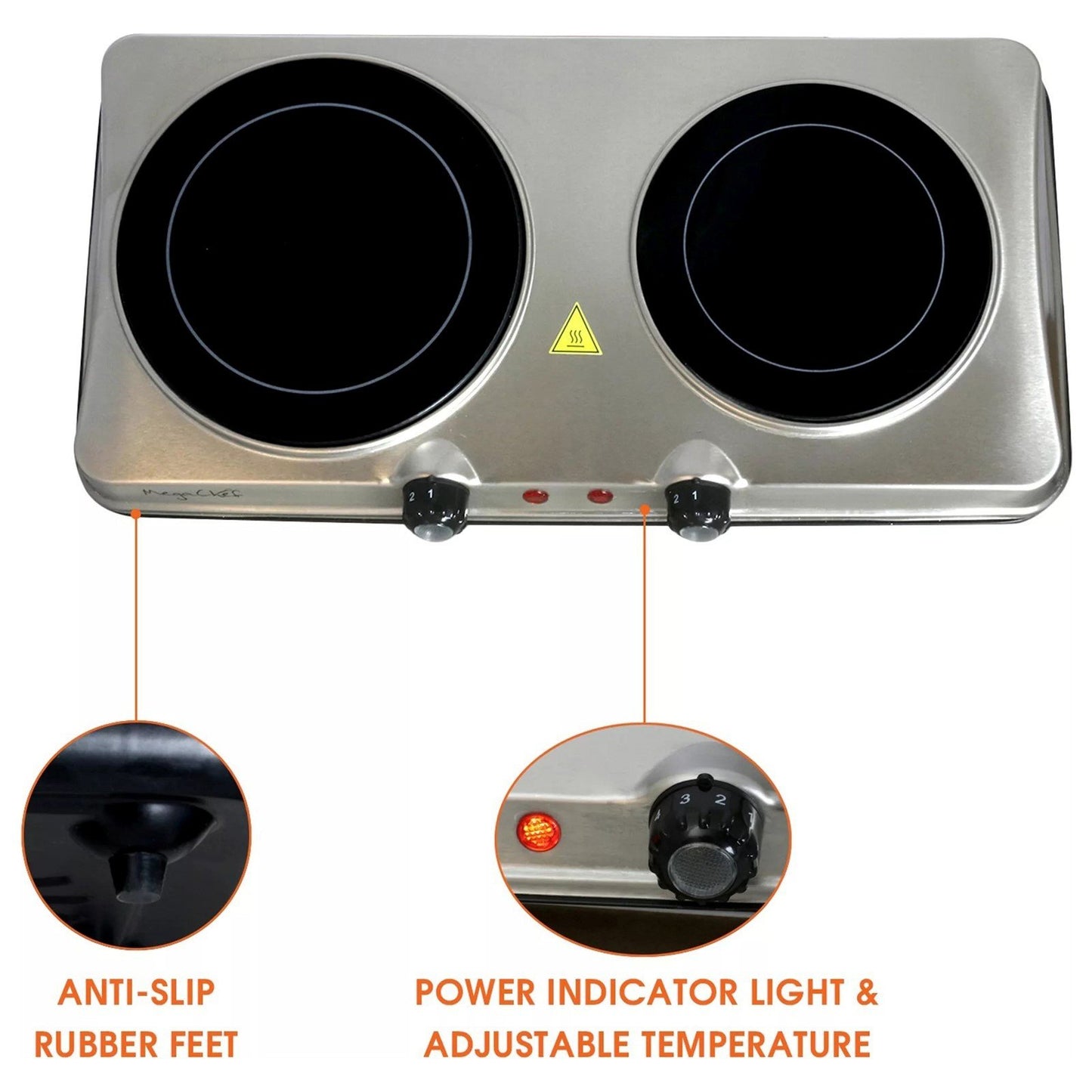 MegaChef Portable Heavy Duty Dual Infrared Burner Cooktop Buffet Range