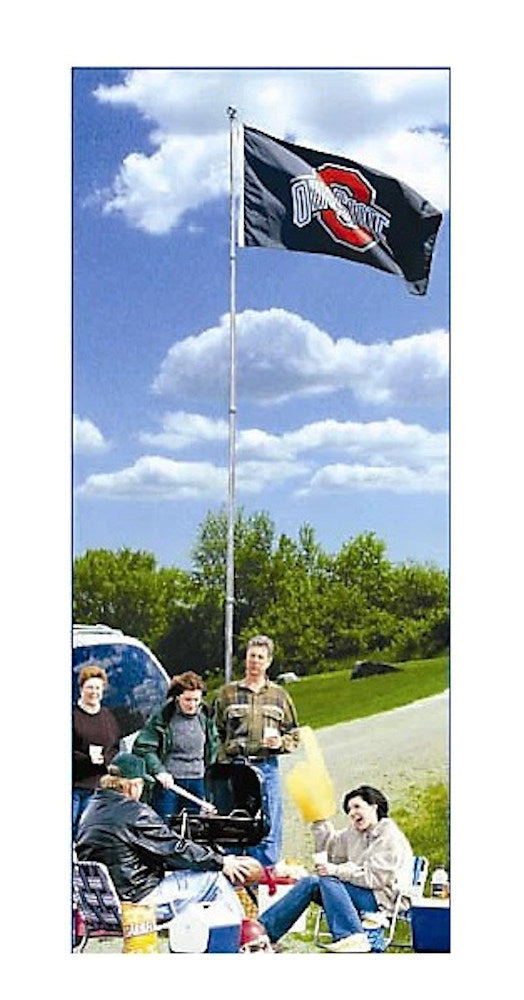 16' Tall Flagpole White Fiberglass Flag Pole Tailgate Wheel Base & Ground Sleeve