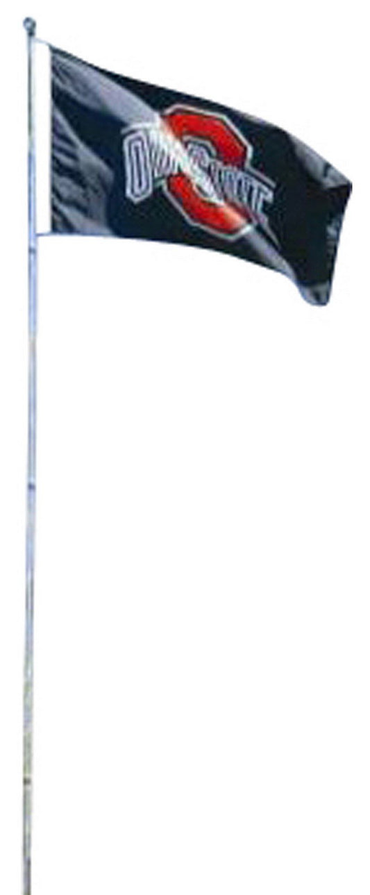 16' Tall Flagpole White Fiberglass Flag Pole Tailgate Wheel Base & Ground Sleeve