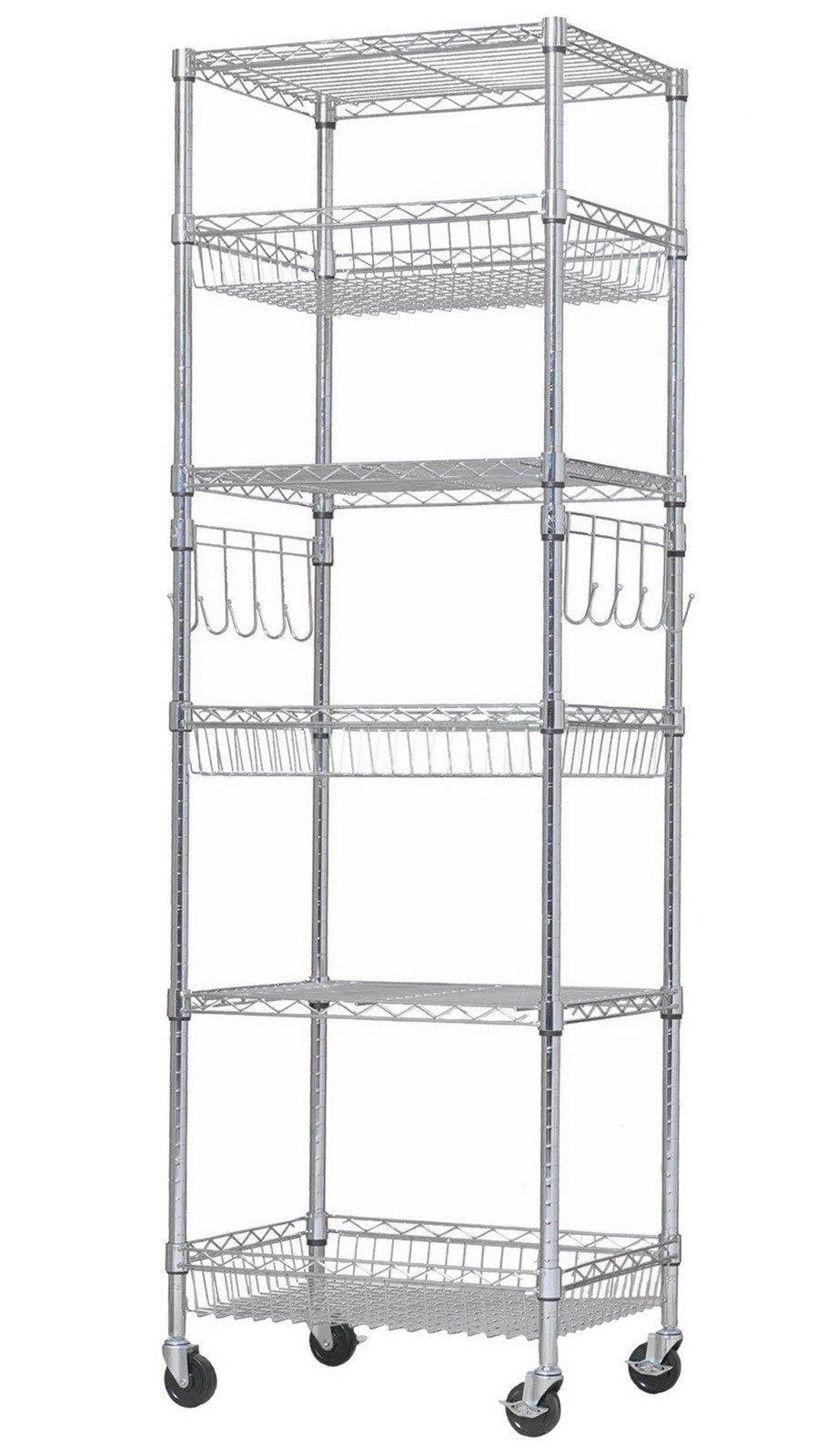 Heavy Duty 24" 6 Tier Steel Rack Storage Shelving Unit Adjustable Metal Shelf