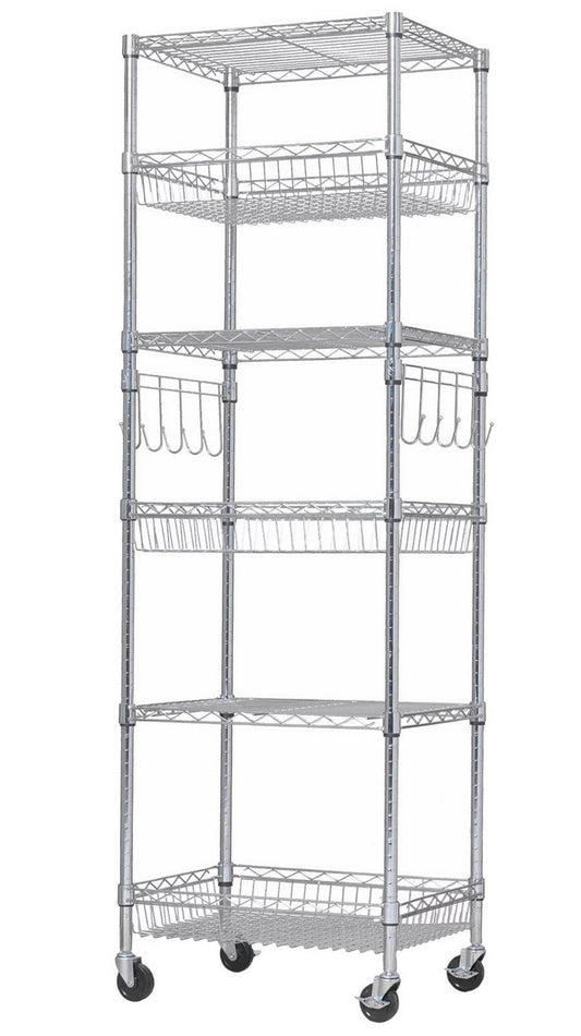 Heavy Duty 24" 6 Tier Steel Rack Storage Shelving Unit Adjustable Metal Shelf