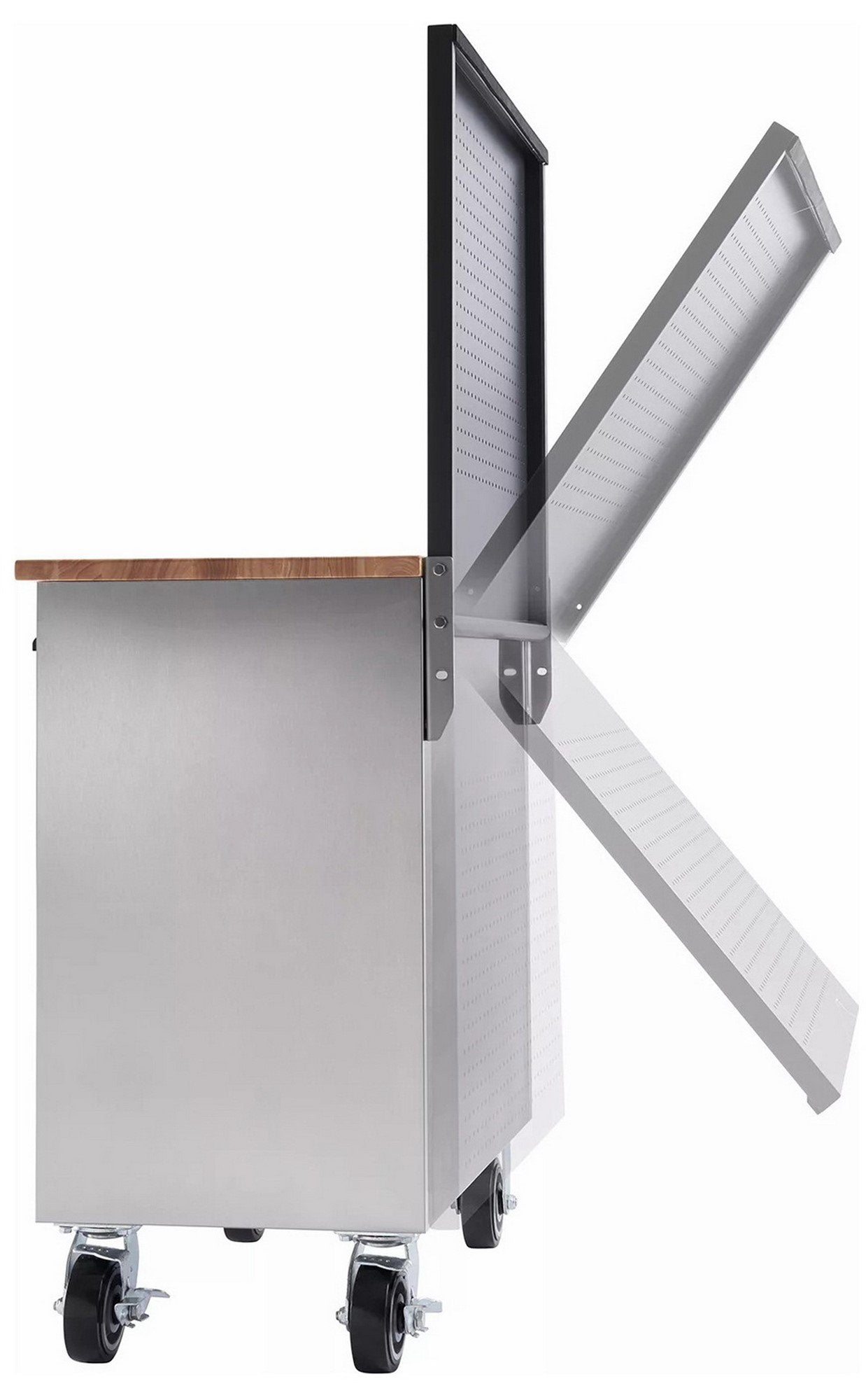 31" Stainless Steel Wood Top Workbench w/ Pegboard Tool Storage Box Work Bench