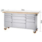 72" Stainless Steel Rolling Workbench 8 Drawer 2 Door Tool Storage Box Cabinet