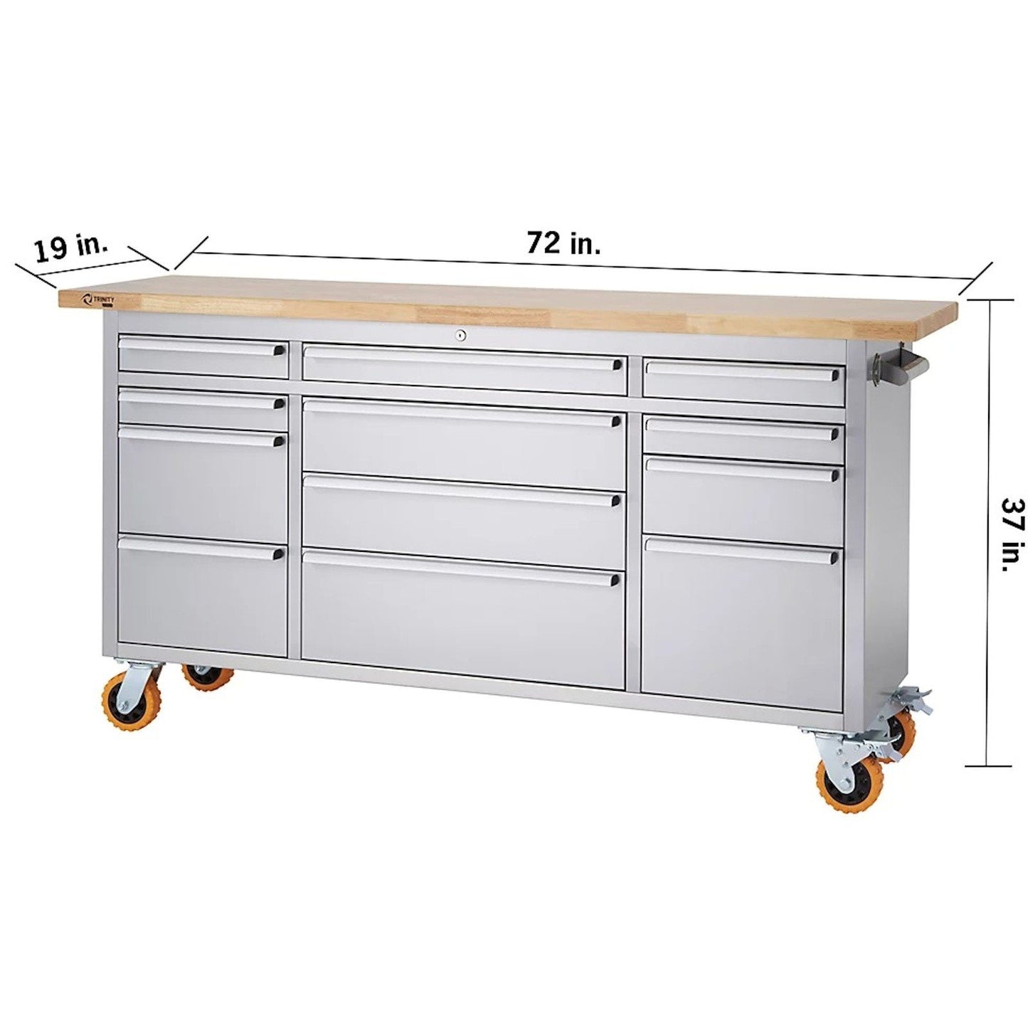 72" Stainless Steel Rolling Workbench 8 Drawer 2 Door Tool Storage Box Cabinet