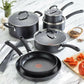 T-fal 10 pc Forged Aluminum Non-Stick Cookware Set Saute Sauce Pans Dutch Oven