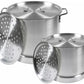 Set of 2 Tamales Steamer Pots 32 qt & 10 qt Stock Pot Removable Steamer Inserts