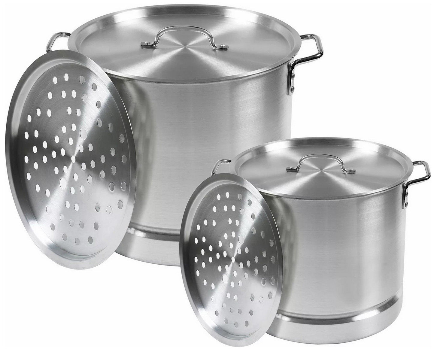 Set of 2 Tamales Steamer Pots 32 qt & 10 qt Stock Pot Removable Steamer Inserts