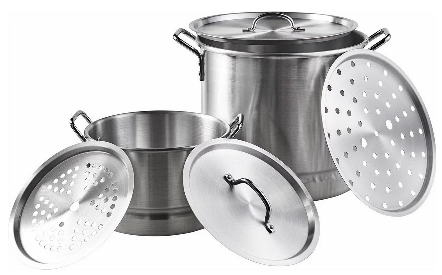 Set of 2 Tamales Steamer Pots 32 qt & 10 qt Stock Pot Removable Steamer Inserts