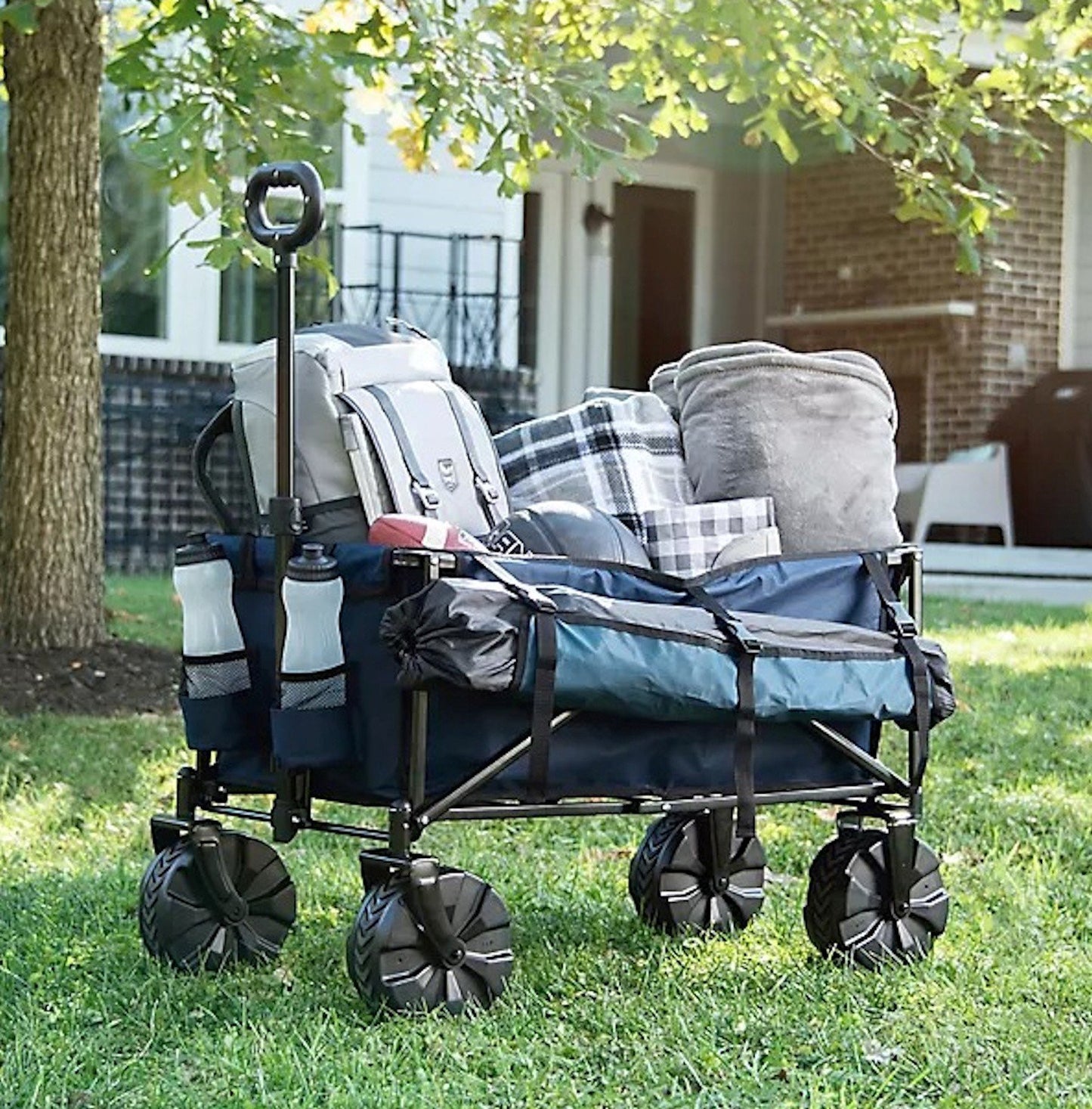 Folding Gear Transport Cart Beach Wagon 180 lb Capacity All Terrain Wheels