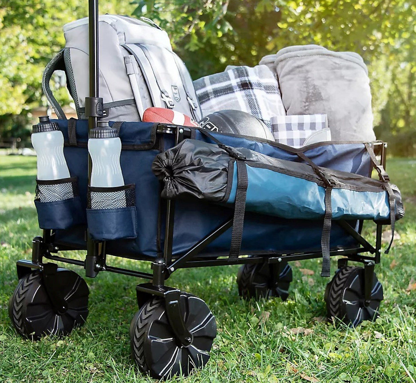 Folding Gear Transport Cart Beach Wagon 180 lb Capacity All Terrain Wheels