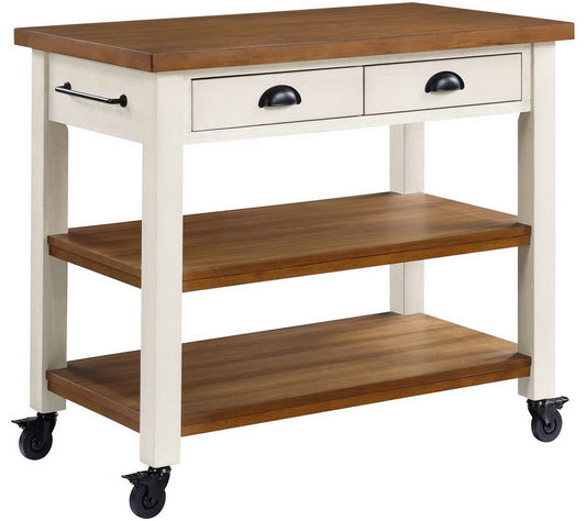 Solid Wood Kitchen Island Cart 2 Drawers 2 Shelves 42" x 24" x 36" High White