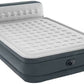 Intex Queen Inflatable Queen Air Bed with Flocked Top Headboard Air Pump Gray