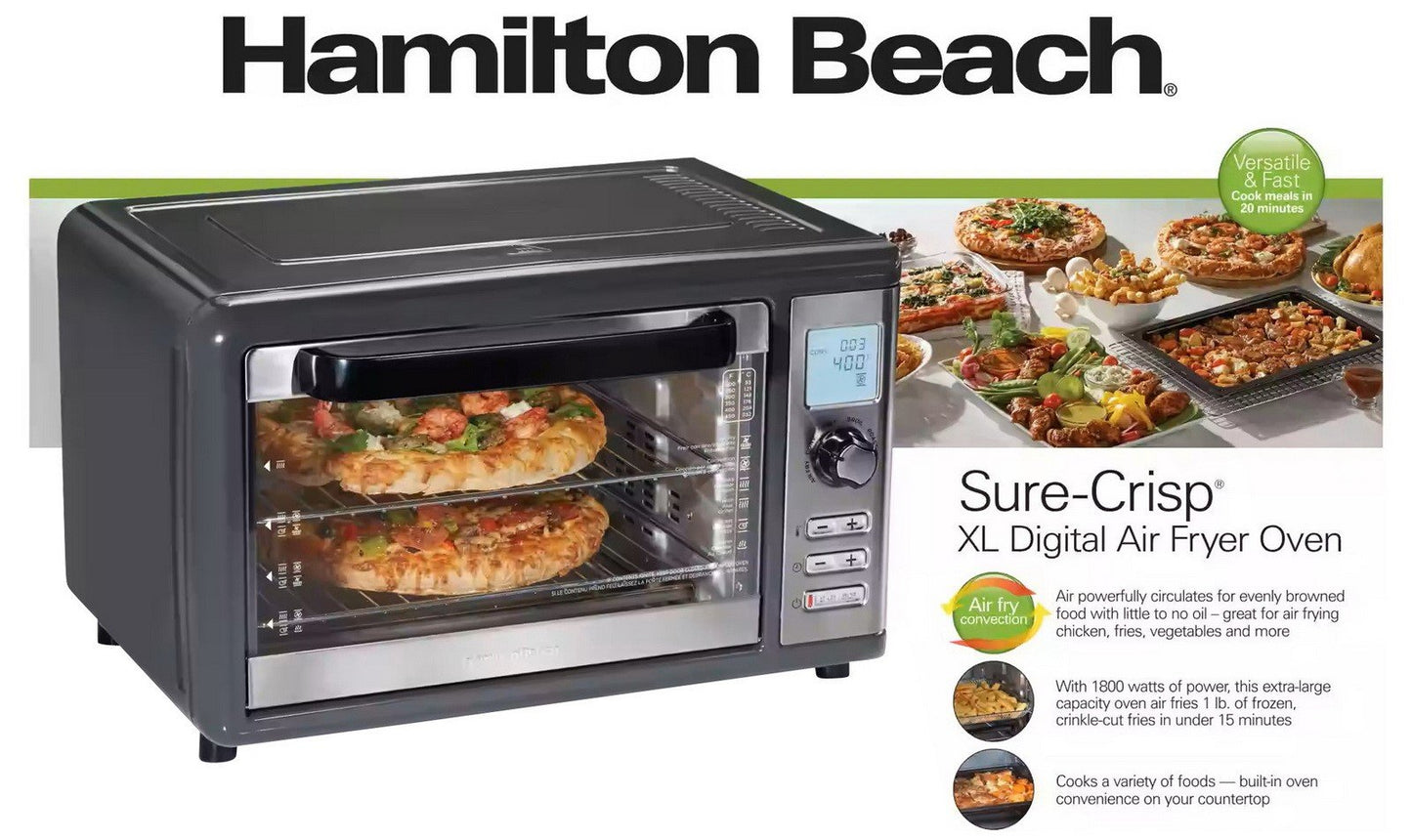 Hamilton Beach Stainless Steel XL Digital Air Fryer Oven Extra Large Capacity