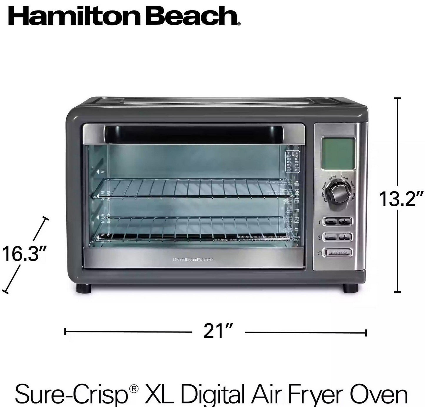 Hamilton Beach Stainless Steel XL Digital Air Fryer Oven Extra Large Capacity