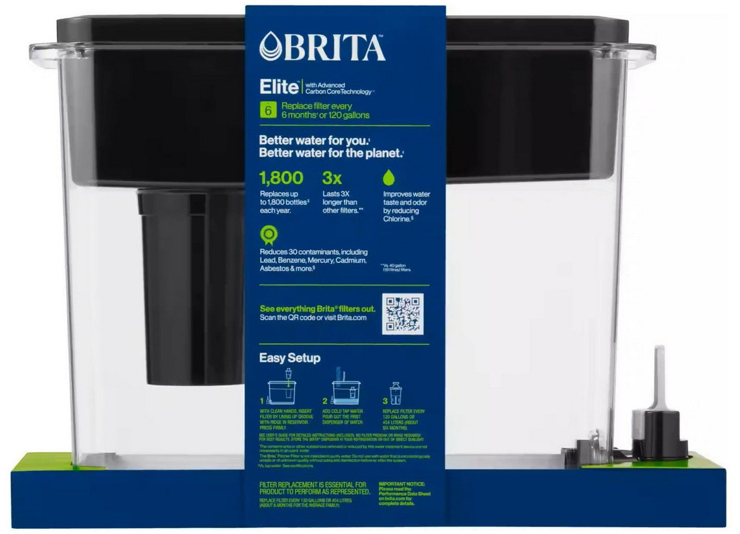 Brita 27 Cup Filtered Water Dispenser with 2 Elite Filters