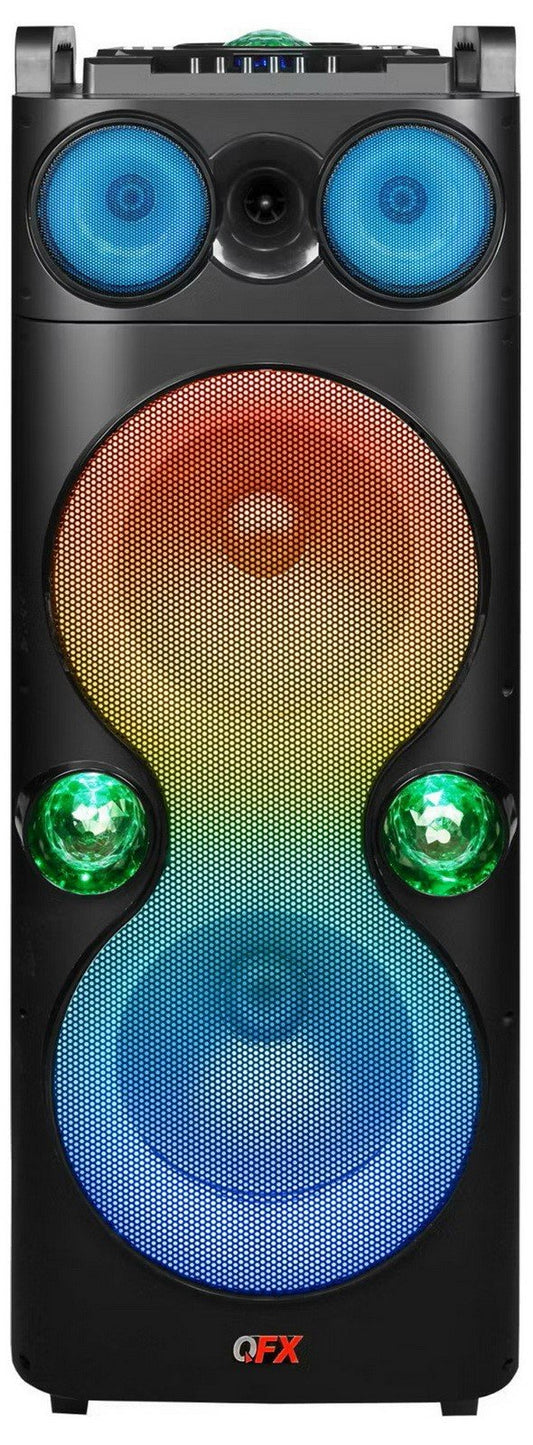 QFX Portable Bluetooth Party Speaker Dual 12" Woofers Battery and LED Lights