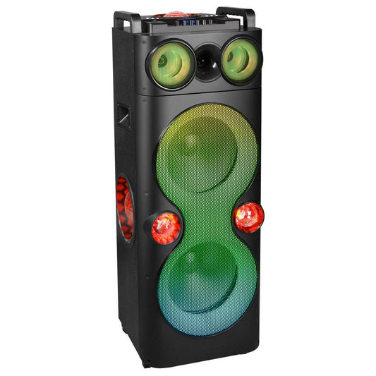 QFX Portable Bluetooth Party Speaker Dual 12" Woofers Battery and LED Lights