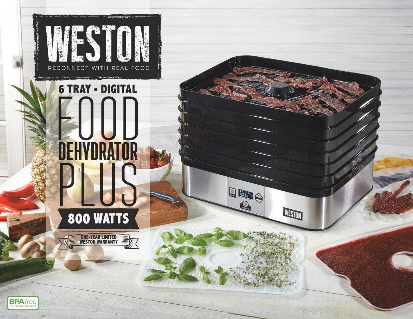 Weston Stainless Steel Digital Food Dehydrator 48 Hour Timer