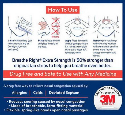 Breathe Right Nasal Strips Extra Strength Tan Snoring Relief 72 144