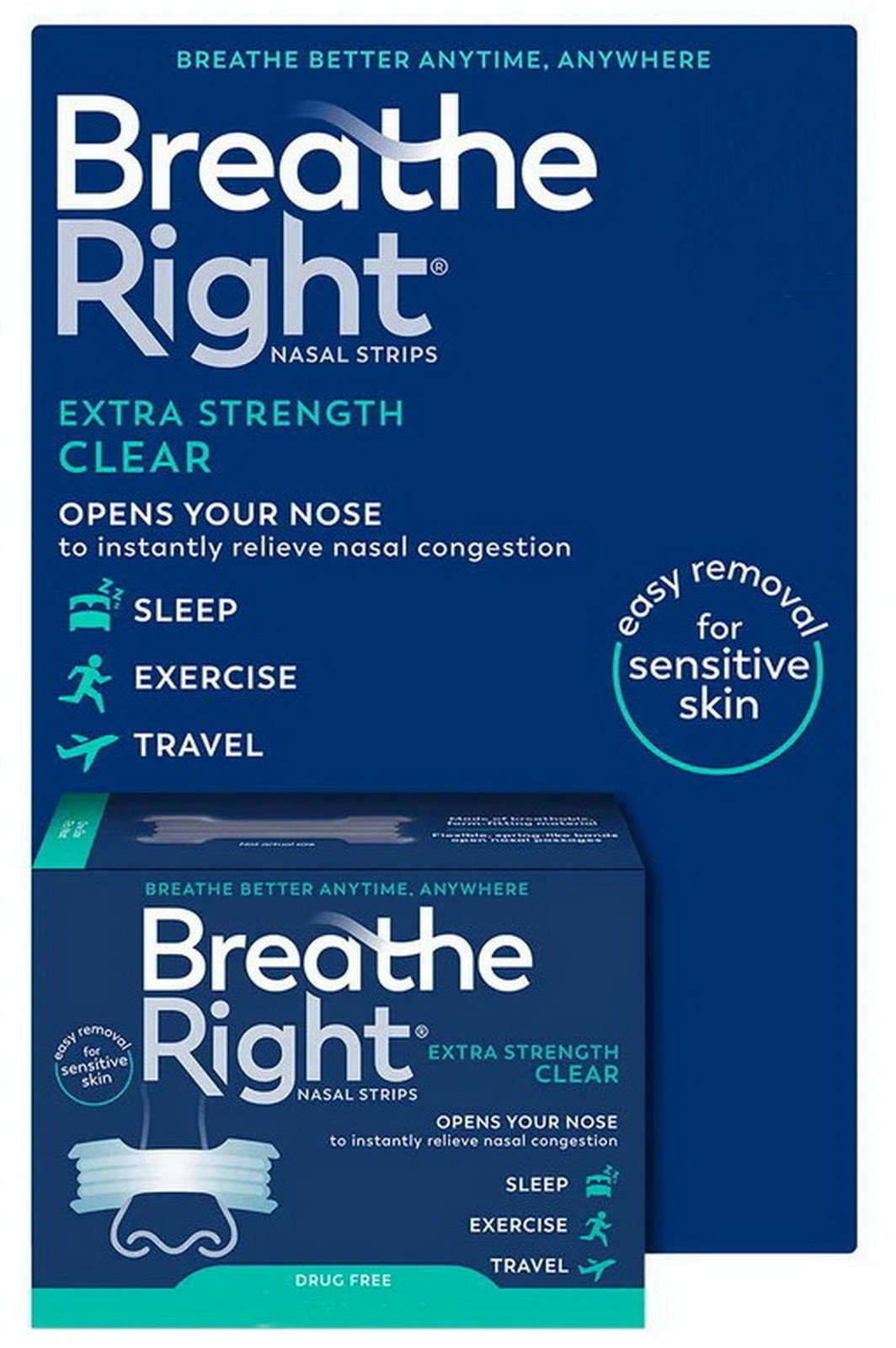 Breathe Right Nasal Strips Extra Strength Clear Snoring Relief 72 144