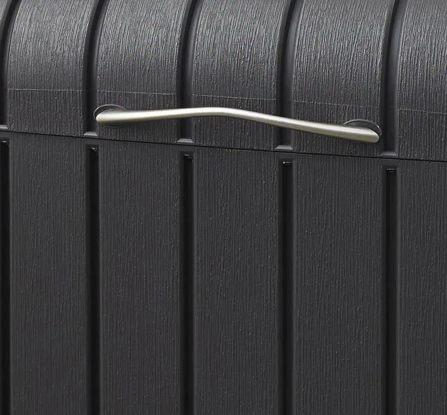 Keter 39 Gallon Indoor Outdoor Trash Can Waste Bin Brown Wood Grain Finish