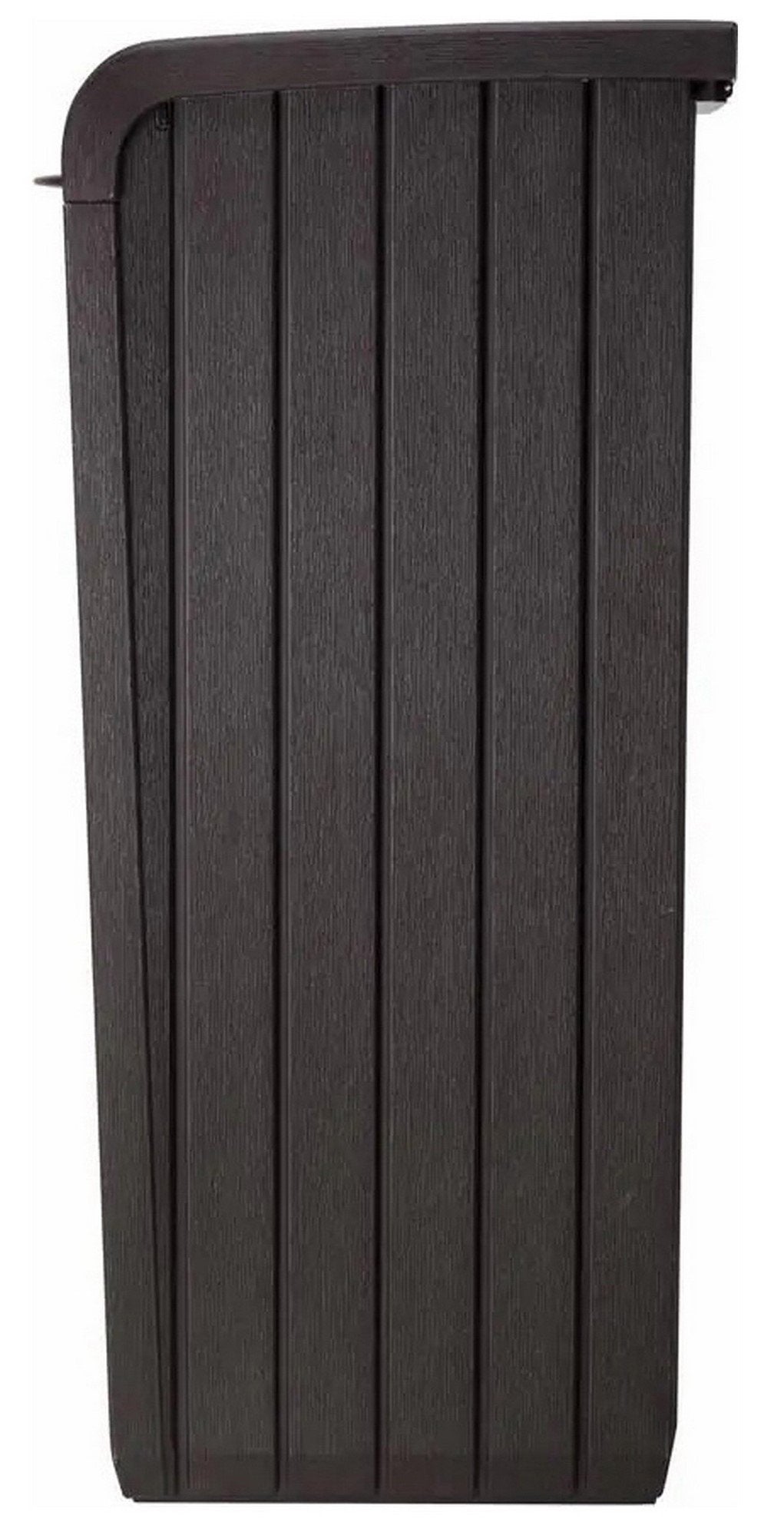 Keter 39 Gallon Indoor Outdoor Trash Can Waste Bin Brown Wood Grain Finish