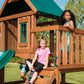 Huge Wooden Outdoor Playset Swing Set Monkey Bars Slide Rock Wall & Accessories