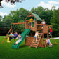 Huge Wooden Outdoor Playset Swing Set Monkey Bars Slide Rock Wall & Accessories