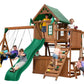 Huge Wooden Outdoor Playset Swing Set Monkey Bars Slide Rock Wall & Accessories