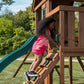 Huge Wooden Outdoor Playset Swing Set Monkey Bars Slide Rock Wall & Accessories