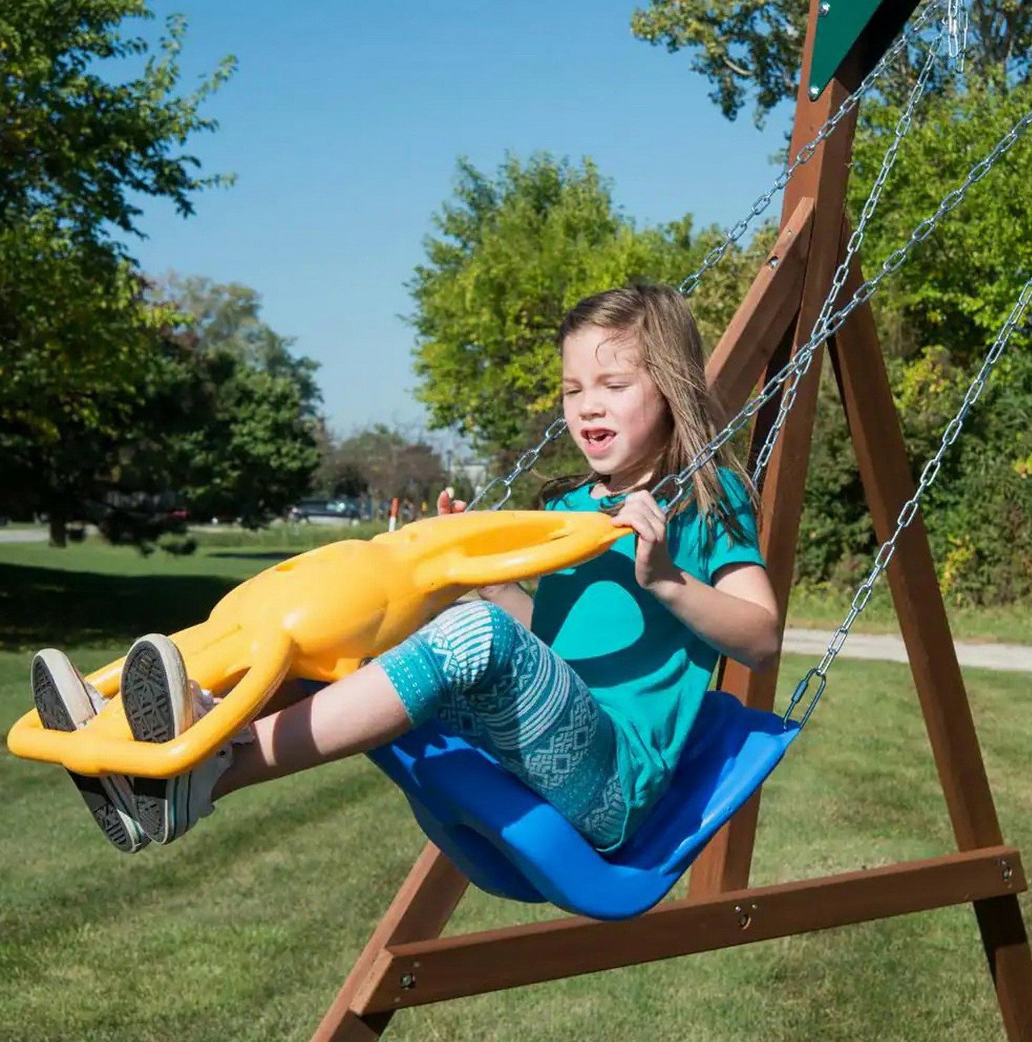 Huge Wooden Outdoor Playset Swing Set Monkey Bars Slide Rock Wall & Accessories