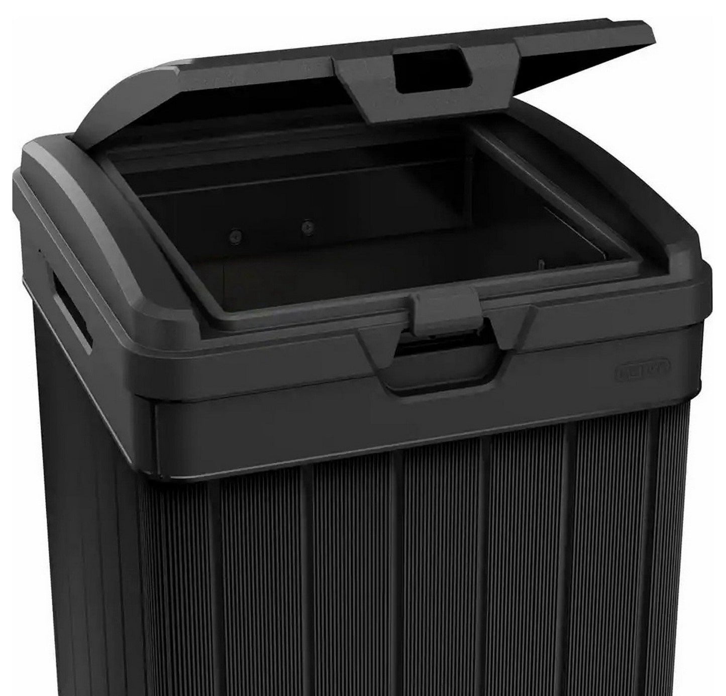 Keter Indoor Outdoor Trash Can 39 Gallon Capacity Waste Bin Wood Grain Finish