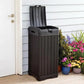 Keter Indoor Outdoor Trash Can 39 Gallon Capacity Waste Bin Wood Grain Finish