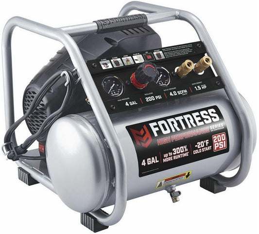 4 Gallon 200 PSI Jobsite Air Compressor High Performance Oil-Free Hand Carry