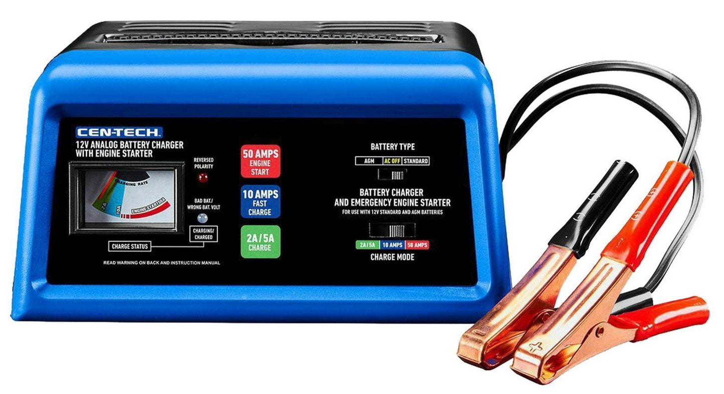 Portable Analog 12V Car Vehicle Battery Charger Engine Starter 2 10 50 Amp