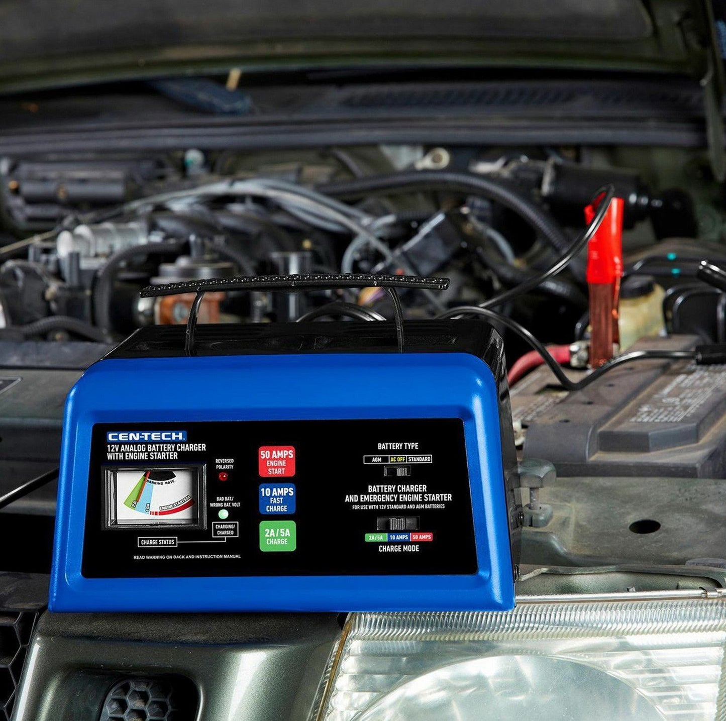 Portable Analog 12V Car Vehicle Battery Charger Engine Starter 2 10 50 Amp