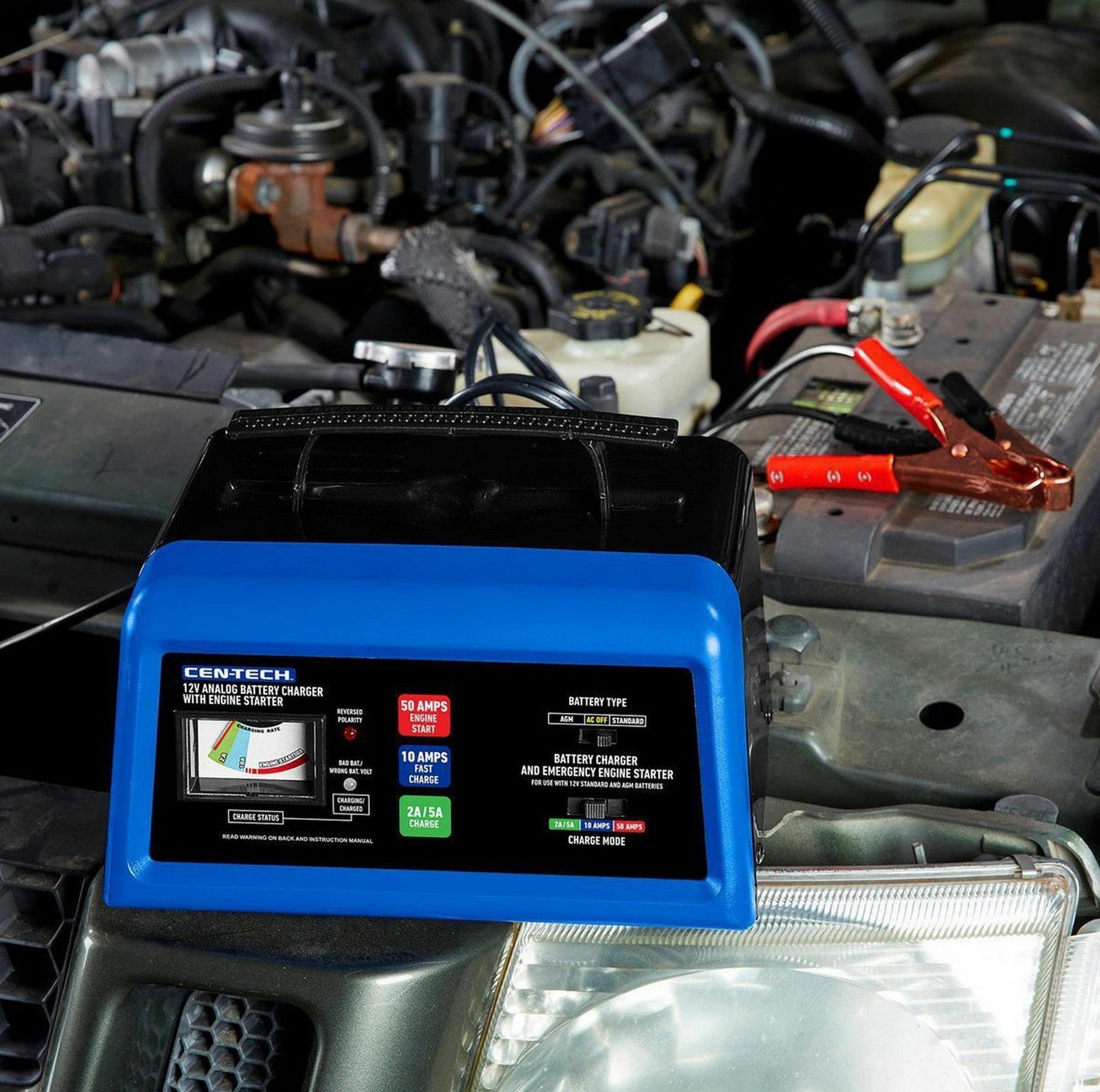 Portable Analog 12V Car Vehicle Battery Charger Engine Starter 2 10 50 Amp