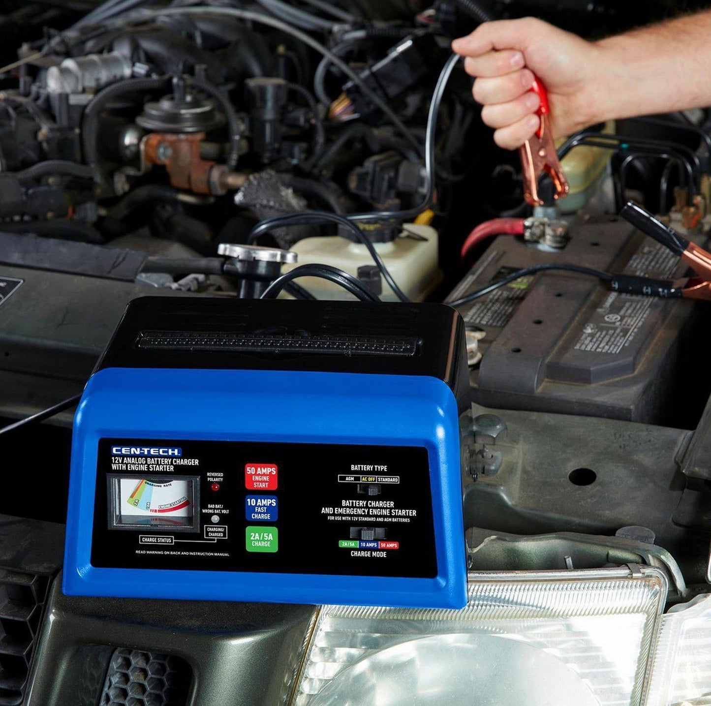 Portable Analog 12V Car Vehicle Battery Charger Engine Starter 2 10 50 Amp