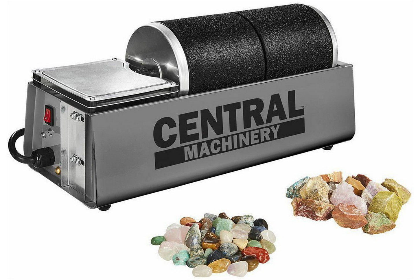 6 lb Dual Drum Rotary Rock Tumbler Low Speed for Ceramics Nut Shells Glass Beads