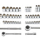 64 Piece SAE and Metric Socket Set 1/4" 3/8" 1/2" Drive 3 Ratchets