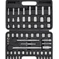 64 Piece SAE and Metric Socket Set 1/4" 3/8" 1/2" Drive 3 Ratchets