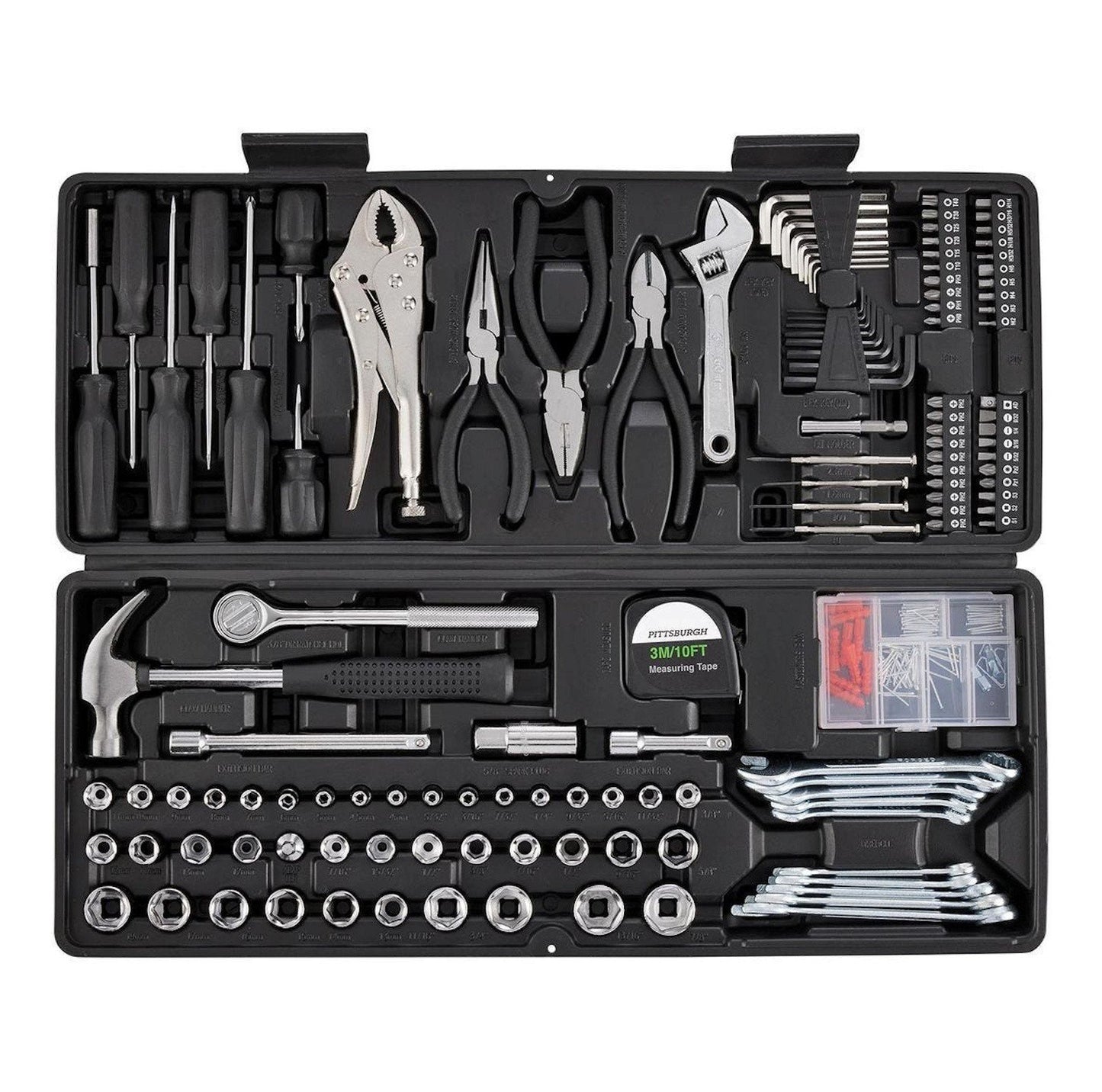 130 pc Tool Set Storage Case Screwdrivers Wrenches Pliers Sockets Pittsburgh
